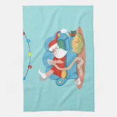 Sinterklaas op de bank in pyjama theedoek (Verticaal)