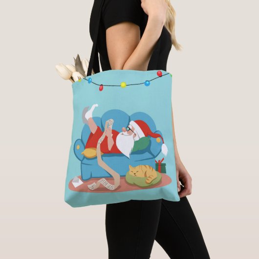 Sinterklaas op de bank in pyjama tote bag (Dichtbij)