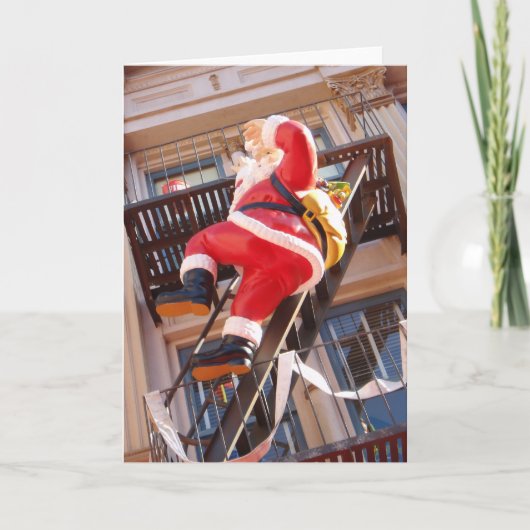 Sinterklaas op de brandtrap feestdagen kaart (Voorkant)