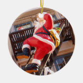 Sinterklaas op de brandtrap keramisch ornament (Voorkant)