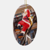 Sinterklaas op de brandtrap keramisch ornament (Rechts)