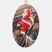 Sinterklaas op de brandtrap keramisch ornament (Links)