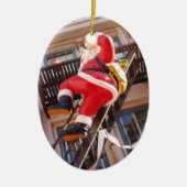 Sinterklaas op de brandtrap keramisch ornament (Voorkant)