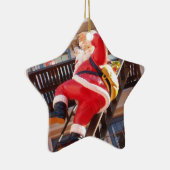 Sinterklaas op de brandtrap keramisch ornament (Rechts)