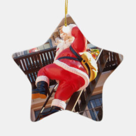 Sinterklaas op de brandtrap keramisch ornament