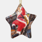 Sinterklaas op de brandtrap keramisch ornament (Links)