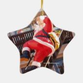 Sinterklaas op de brandtrap keramisch ornament (Achterkant)