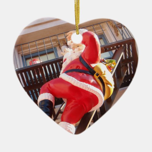 Sinterklaas op de brandtrap keramisch ornament (Voorkant)