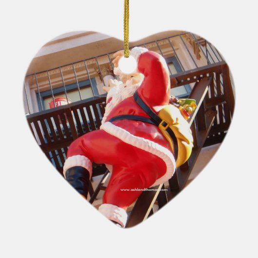 Sinterklaas op de brandtrap keramisch ornament (Achterkant)