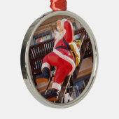 Sinterklaas op de brandtrap metalen ornament (Rechts)
