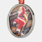 Sinterklaas op de brandtrap metalen ornament (Links)