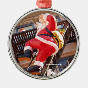 Sinterklaas op de brandtrap metalen ornament