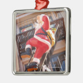 Sinterklaas op de brandtrap metalen ornament (Links)