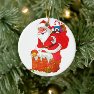 Sinterklaas op de cartoon van het dak keramisch ornament