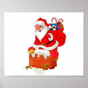 Sinterklaas op de cartoon van het dak poster