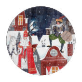 Sinterklaas op de daken van Amsterdam Snijplank (Voorkant)