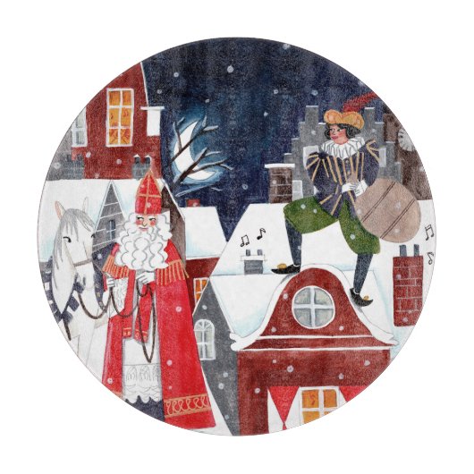 Sinterklaas op de daken van Amsterdam Snijplank (Voorkant)