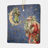 Sinterklaas op de maan van Crescent Keramisch Ornament (Links)
