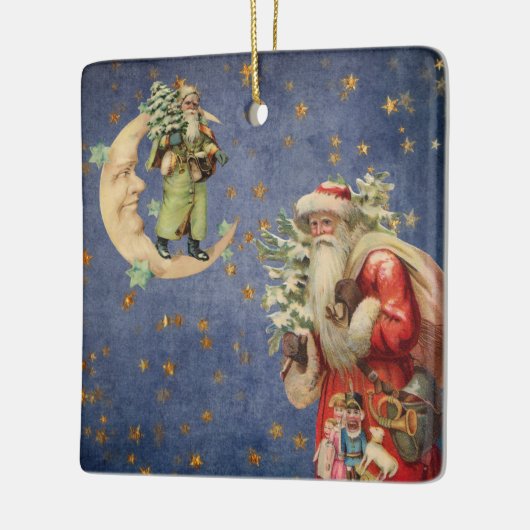 Sinterklaas op de maan van Crescent Keramisch Ornament (Links)