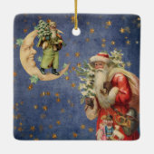 Sinterklaas op de maan van Crescent Keramisch Ornament (Achterkant)