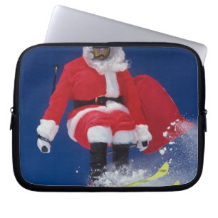 Sinterklaas op de skis die van een kraanhuis sprin laptop sleeve