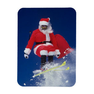 Sinterklaas op de skis die van een kraanhuis sprin magneet