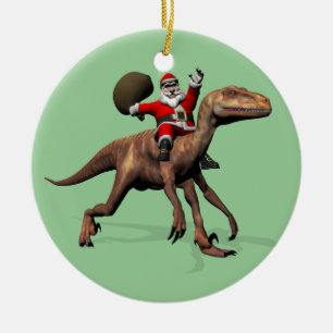 Sinterklaas op Deinonychus Keramisch Ornament