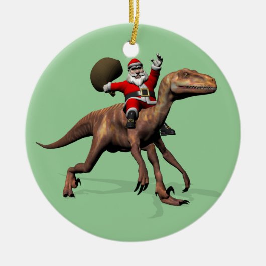 Sinterklaas op Deinonychus Keramisch Ornament (Voorkant)