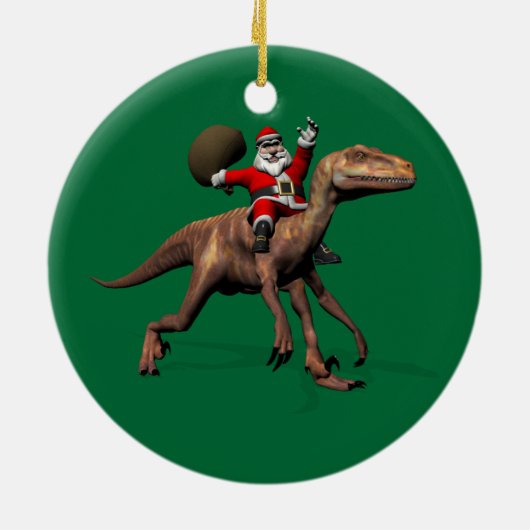 Sinterklaas op Deinonychus Keramisch Ornament (Achterkant)