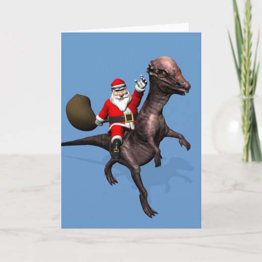 Sinterklaas op dinosaur feestdagen kaart (Voorkant)