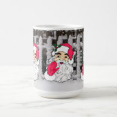 Sinterklaas op een besneeuwde piket hek achtergron koffiemok (Center)