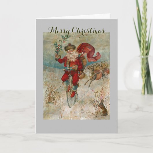 Sinterklaas op een bike feestdagen kaart (Voorkant)