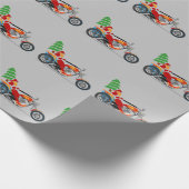 Sinterklaas op een motorfietswerkpapier cadeaupapier (Hoek)