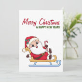 Sinterklaas op een slee feestdagenkaart (Staand voorkant)