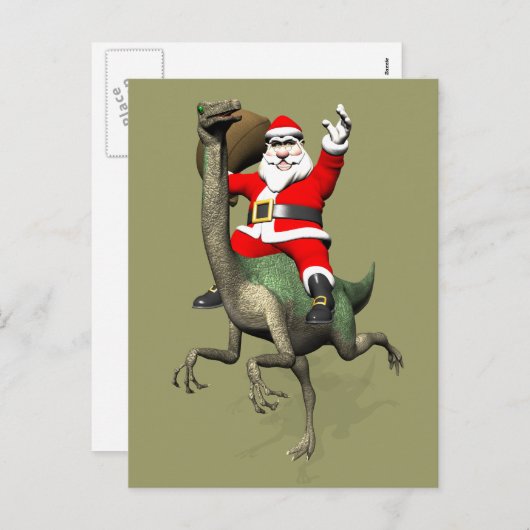 Sinterklaas op Gallimimus Feestdagenkaart (Voorkant / Achterkant)