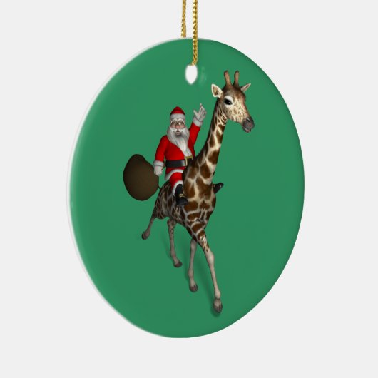 Sinterklaas op Giraffe Keramisch Ornament (Rechts)