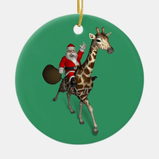 Sinterklaas op Giraffe Keramisch Ornament (Voorkant)