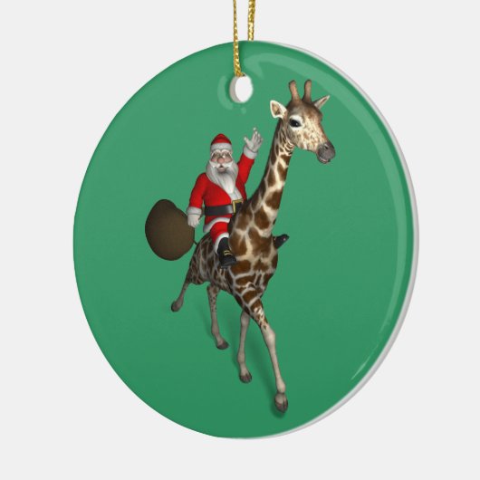 Sinterklaas op Giraffe Keramisch Ornament (Links)