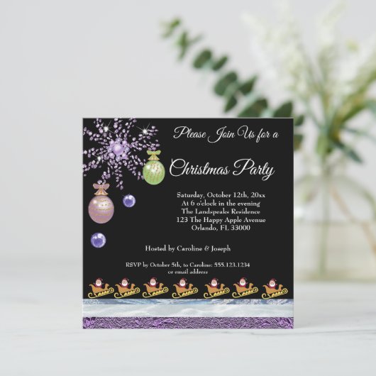 Sinterklaas op goud, amethyst en ijsksneeuw en Fol Kaart (Staand voorkant)