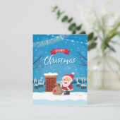 Sinterklaas op het dak feestdagenkaart (Staand voorkant)