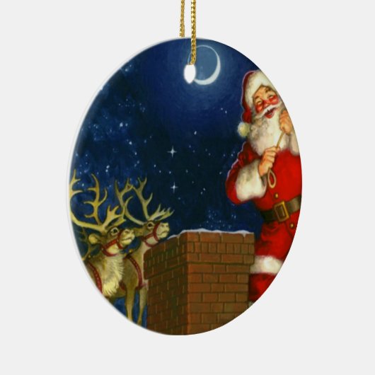 Sinterklaas op het dak keramisch ornament (Rechts)