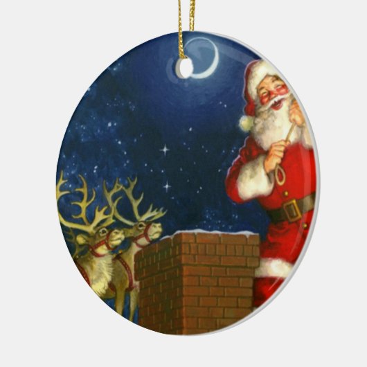 Sinterklaas op het dak keramisch ornament (Links)