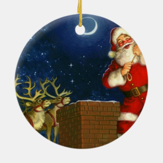 Sinterklaas op het dak keramisch ornament (Achterkant)