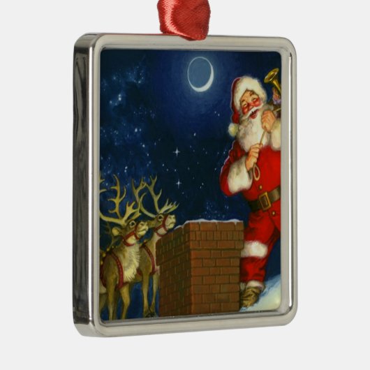 Sinterklaas op het dak metalen ornament (Rechts)