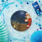 Sinterklaas op het dak papieren bordje (Feest)