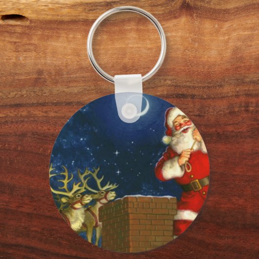 Sinterklaas op het dak sleutelhanger (Voorkant)
