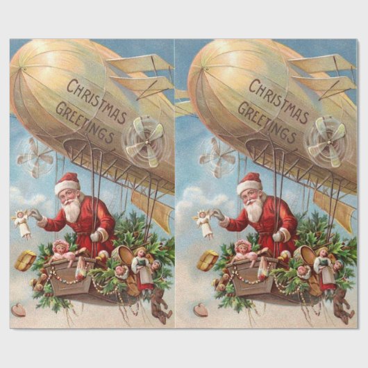 Sinterklaas op het luchtschip cadeaupapier (Vlak)