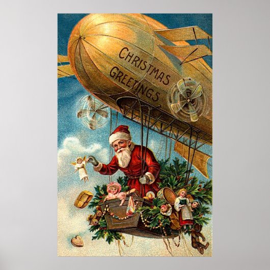 Sinterklaas op het luchtschip poster (Voorkant)