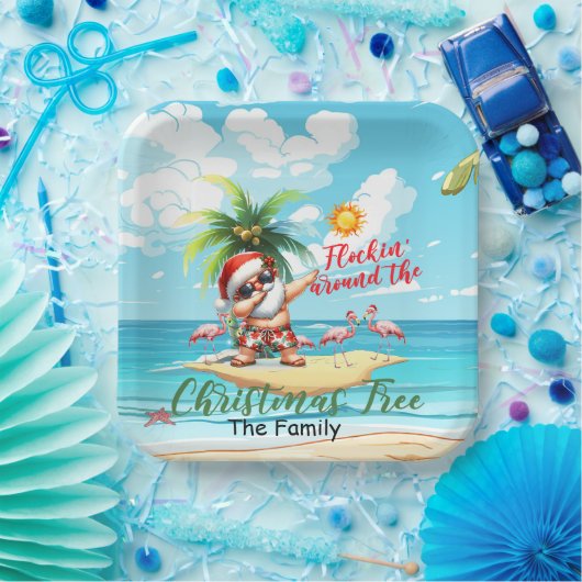 Sinterklaas op het strand Kerstmis in juli Feest Papieren Bordje (Feest)