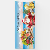 Sinterklaas op het strand Kerstmis in juli Feest Spandoek (Verticaal)